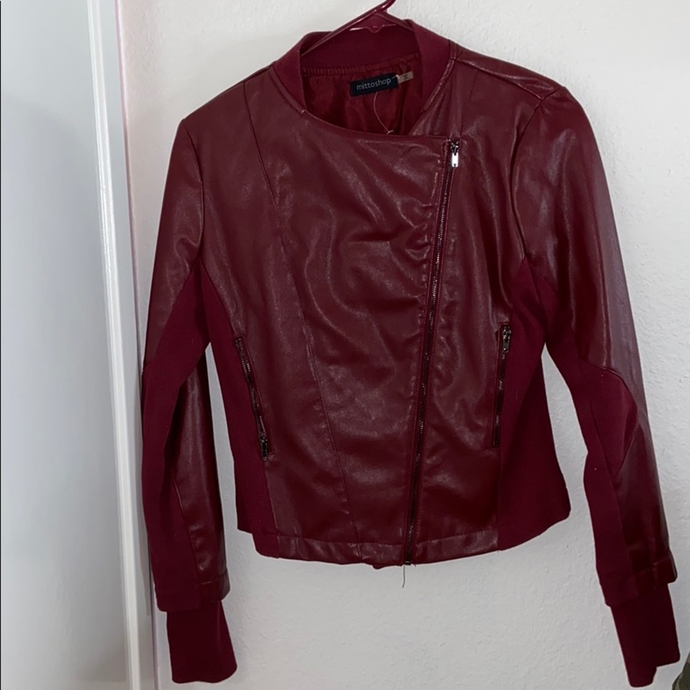 Deep wine colored leather jacket